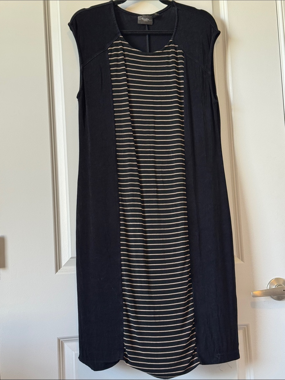 Black & Cream Striped Panel Dress by Studio Moved